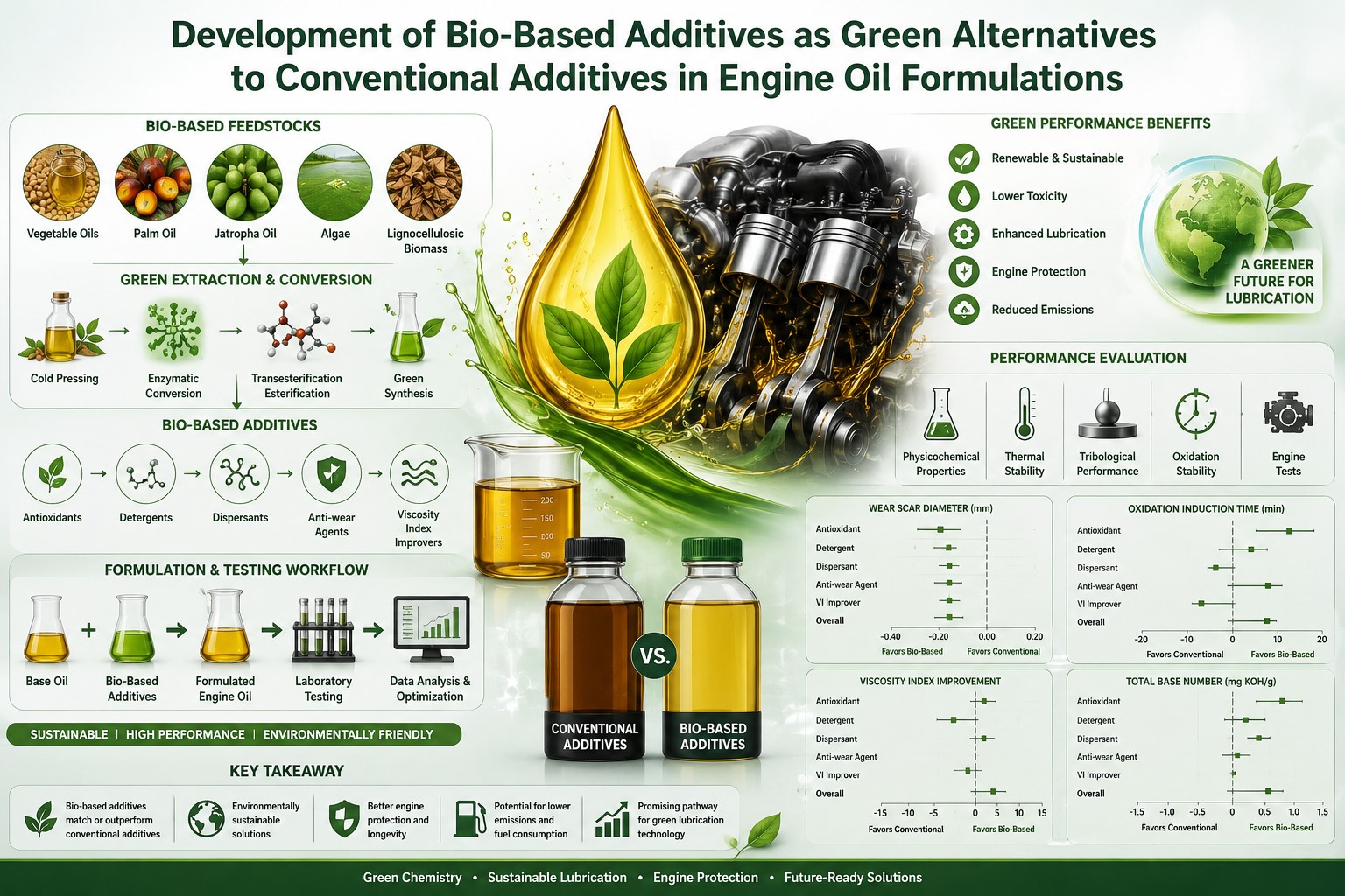 Development of Bio-Based Additives as Green Alternatives to Conventional Additives in Engine Oil Formulations 